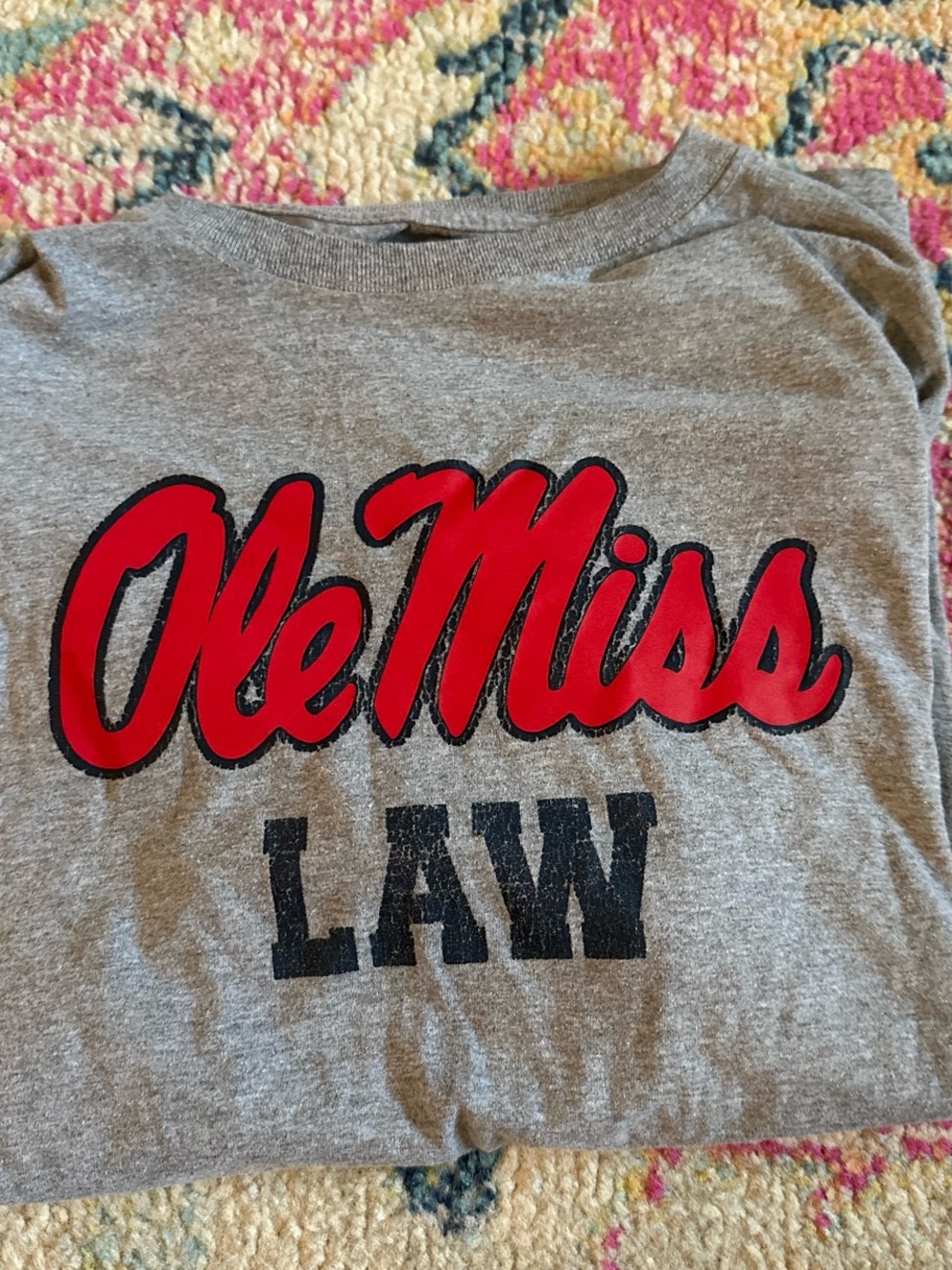 Russell Athletic Gray Tee with Red Ole Miss Script